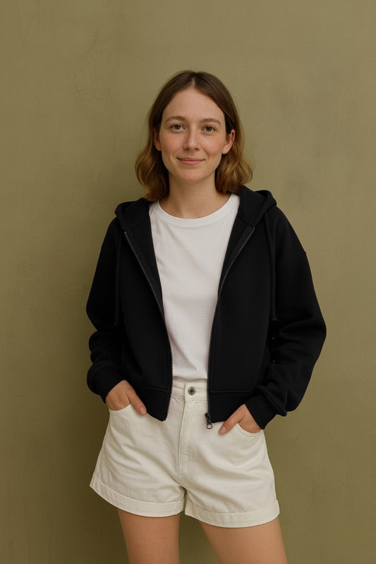 Fermuarlı Hoodie Siyah -  WS W 2026