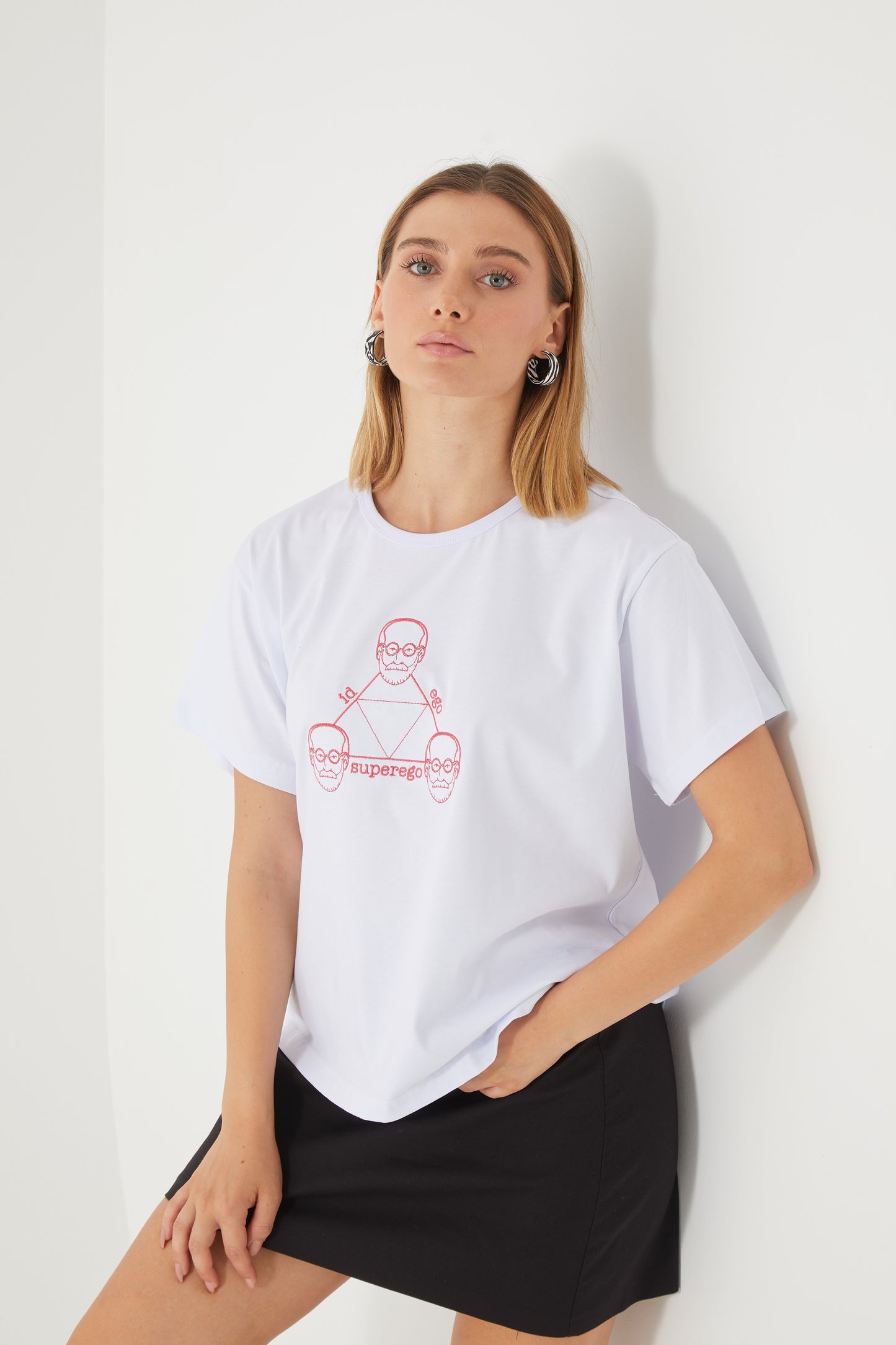 Freud Nakışlı Oversize T-shirt | Psikiyatri