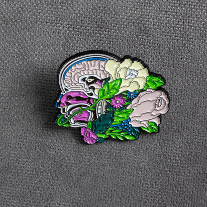 Beyin ve Çiçekli Broş 1 | Doktorlara Özgü Aksesuar