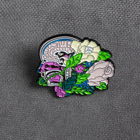 Beyin ve Çiçekli Broş 1 | Doktorlara Özgü Aksesuar