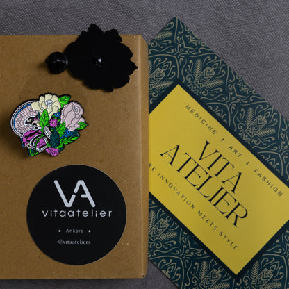 Beyin ve Çiçekli Broş 1 | Doktorlara Özgü Aksesuar