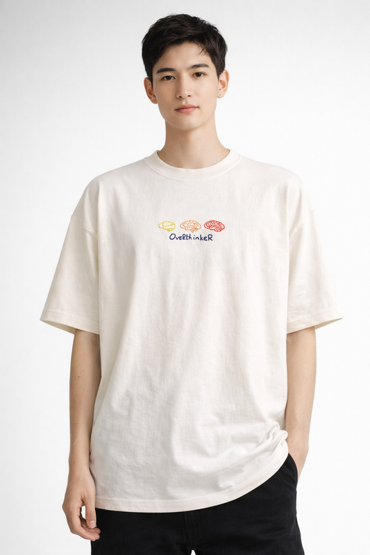 Overthinker – El Nakışlı Özel Üretim Oversize T-Shirt M | Doktorlara Özel Tasarım