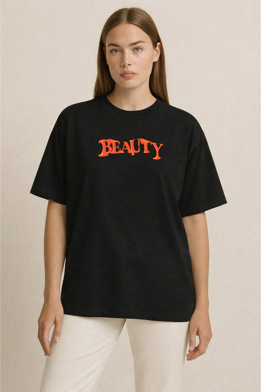 BEAUTY – Baskılı Oversize T-Shirt W | Plastik Cerrahisi Özel Tasarım