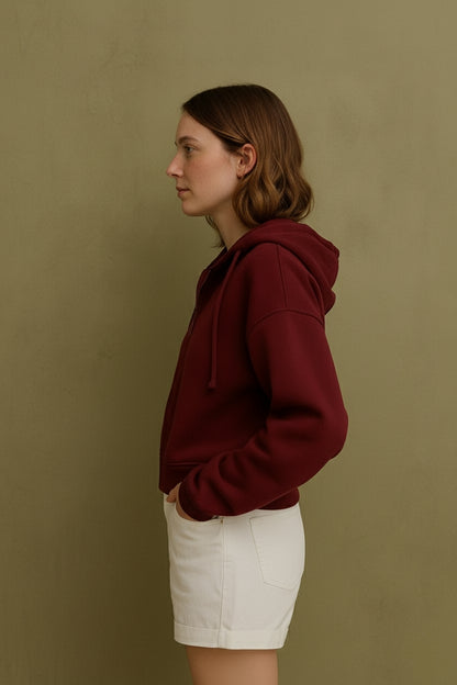 Fermuarlı Hoodie Bordo -  WS 2026