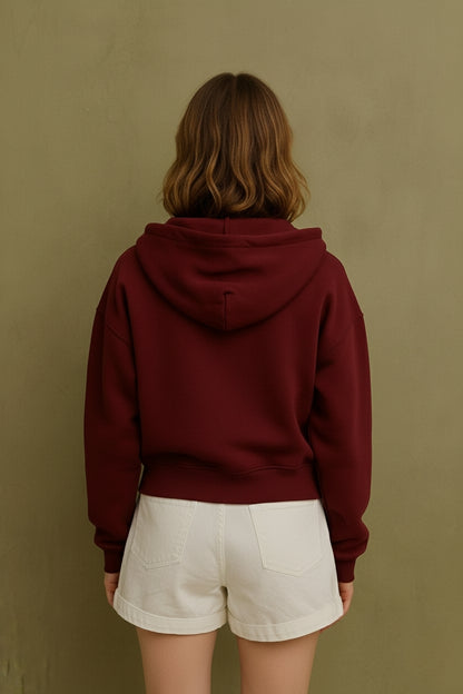 Fermuarlı Hoodie Bordo -  WS 2026