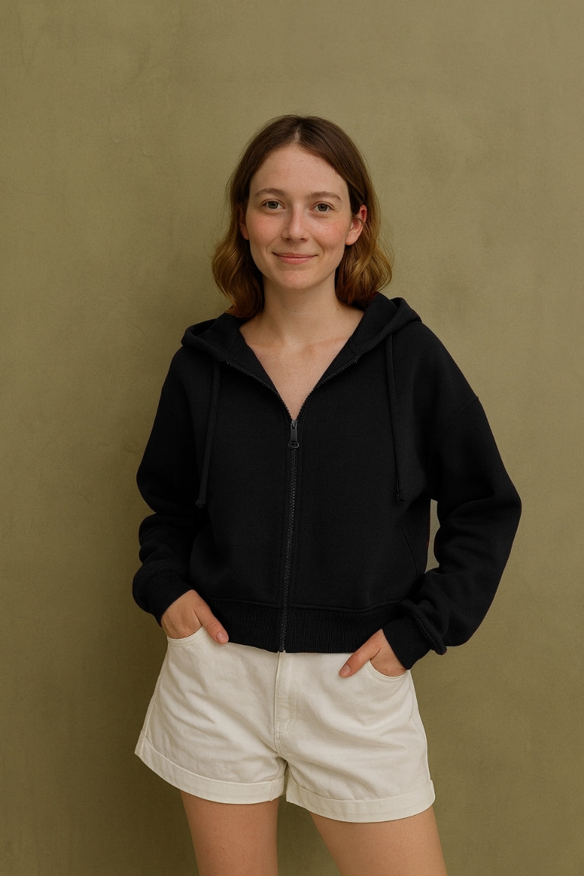 Fermuarlı Hoodie Siyah -  WS W 2026