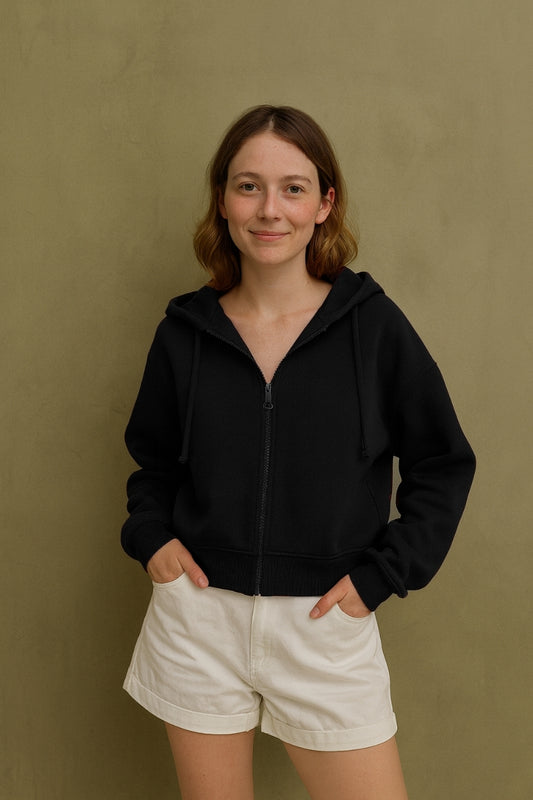 Fermuarlı Hoodie Siyah -  WS W 2026