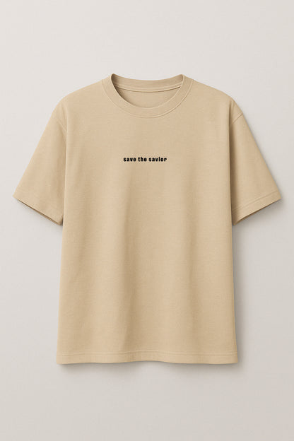 Beyaz Kod Baskılı Oversize T-shirt | Gündem ve Tıp