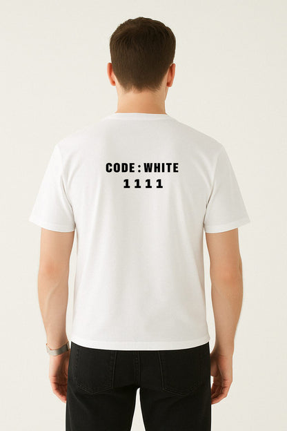 Beyaz Kod Baskılı Regular T-shirt | Gündem ve Tıp