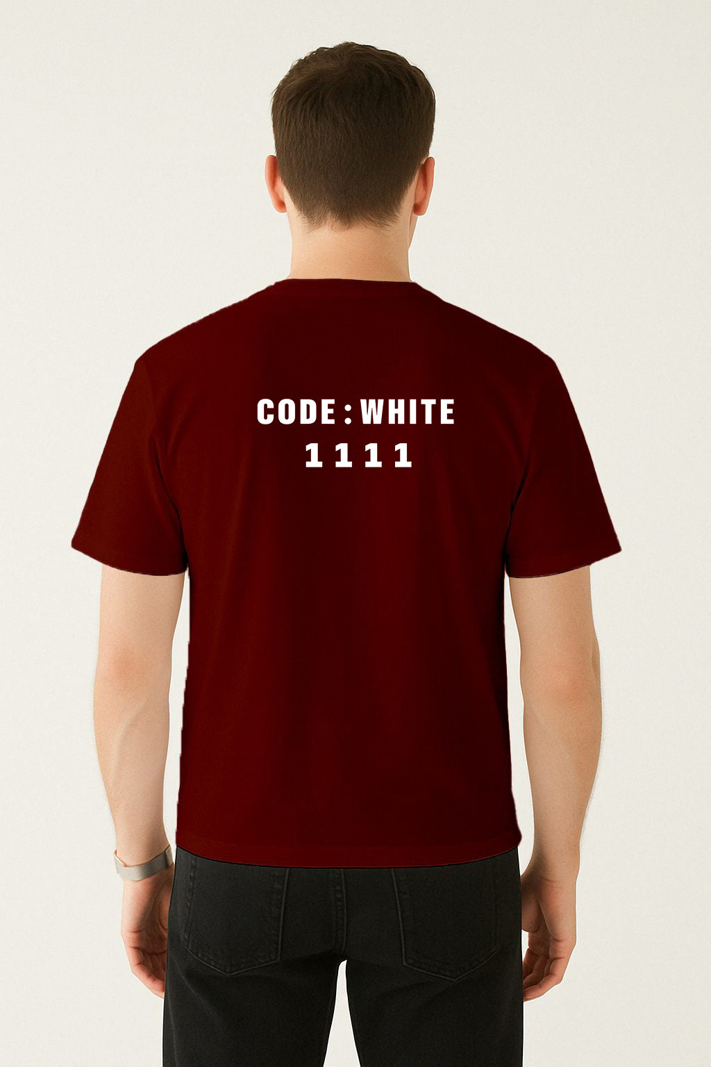 Beyaz Kod Baskılı Regular T-shirt | Gündem ve Tıp