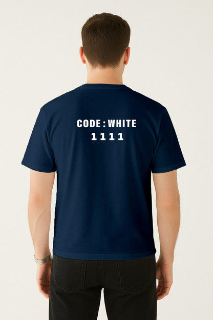 Beyaz Kod Baskılı Regular T-shirt | Gündem ve Tıp