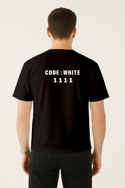 Beyaz Kod Baskılı Regular T-shirt | Gündem ve Tıp