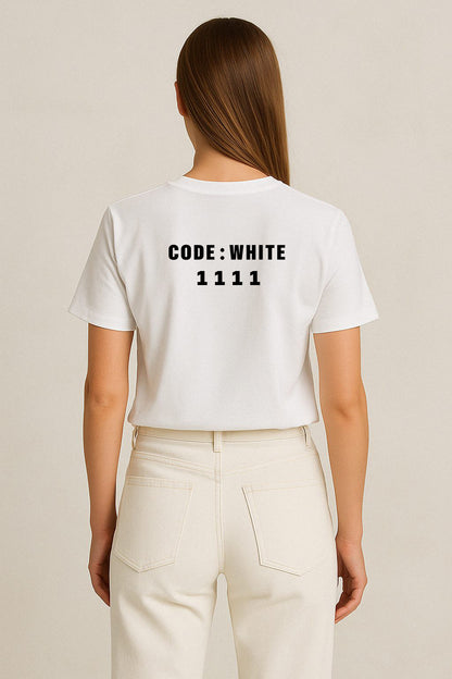 Beyaz Kod Baskılı Regular T-shirt | Gündem ve Tıp