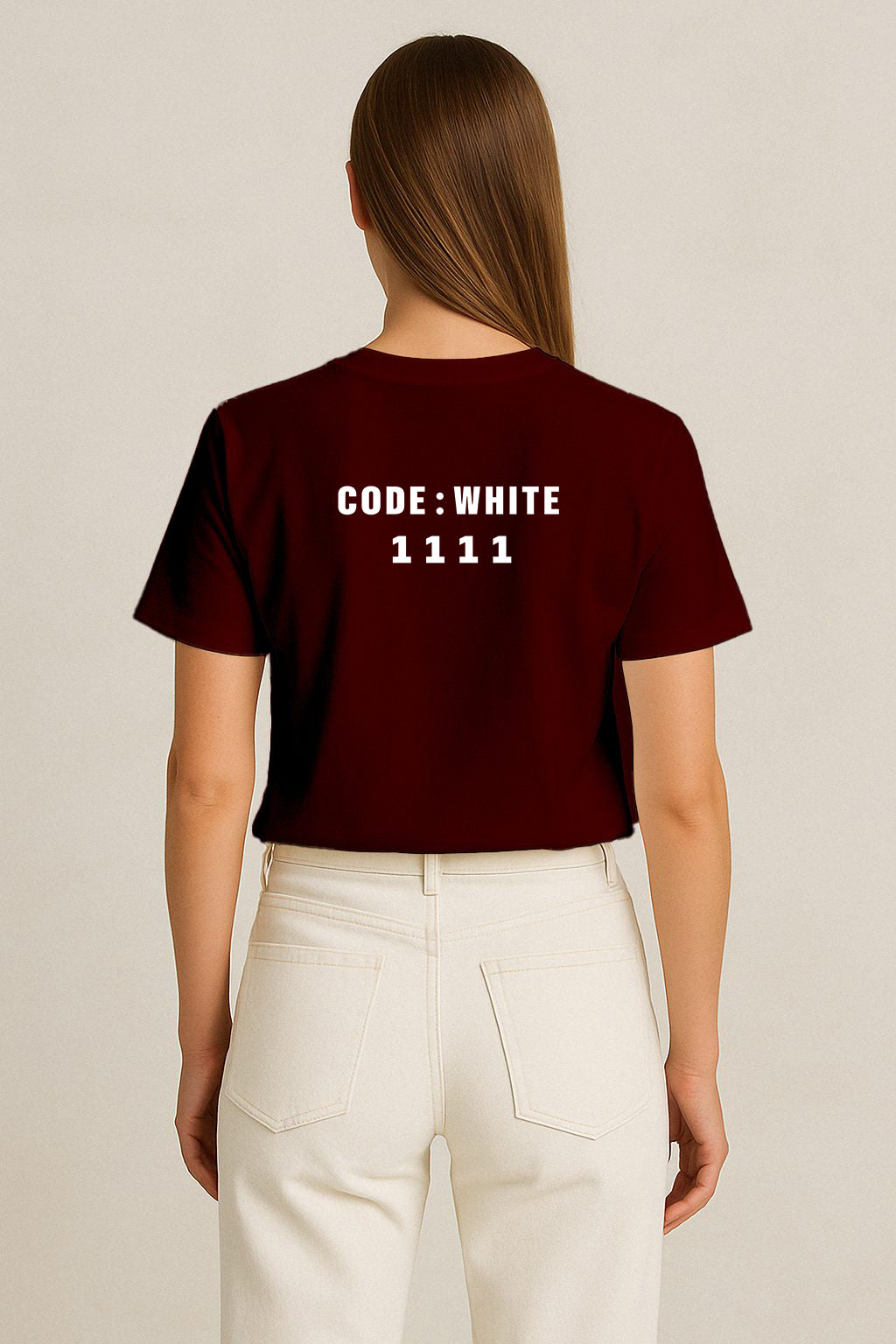 Beyaz Kod Baskılı Regular T-shirt | Gündem ve Tıp