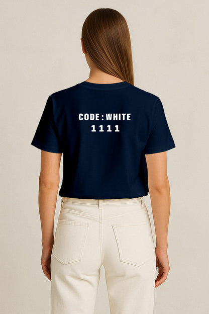 Beyaz Kod Baskılı Regular T-shirt | Gündem ve Tıp
