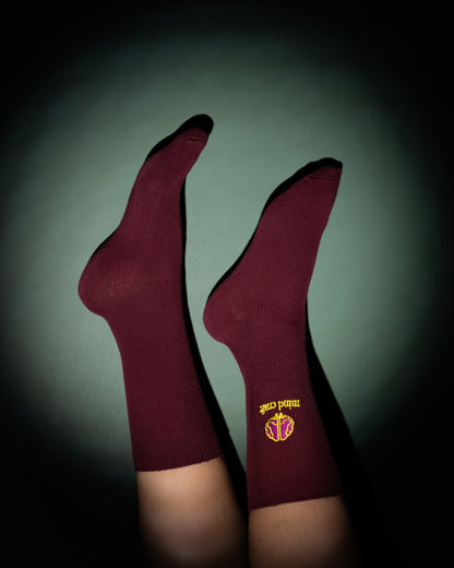 'Mind Craft' Unisex Mürdüm Nakışlı Çorap