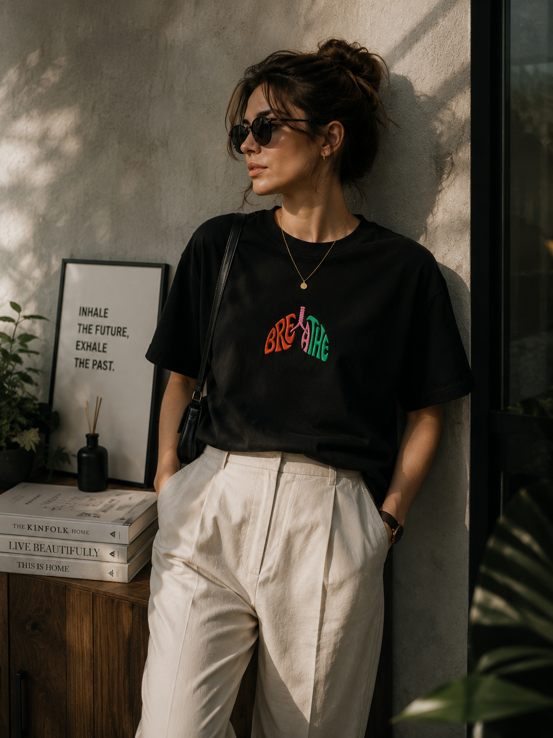 Breathe- Nakış Oversize T-Shirt W | Göğüs Hastalıkları Özel Tasarım