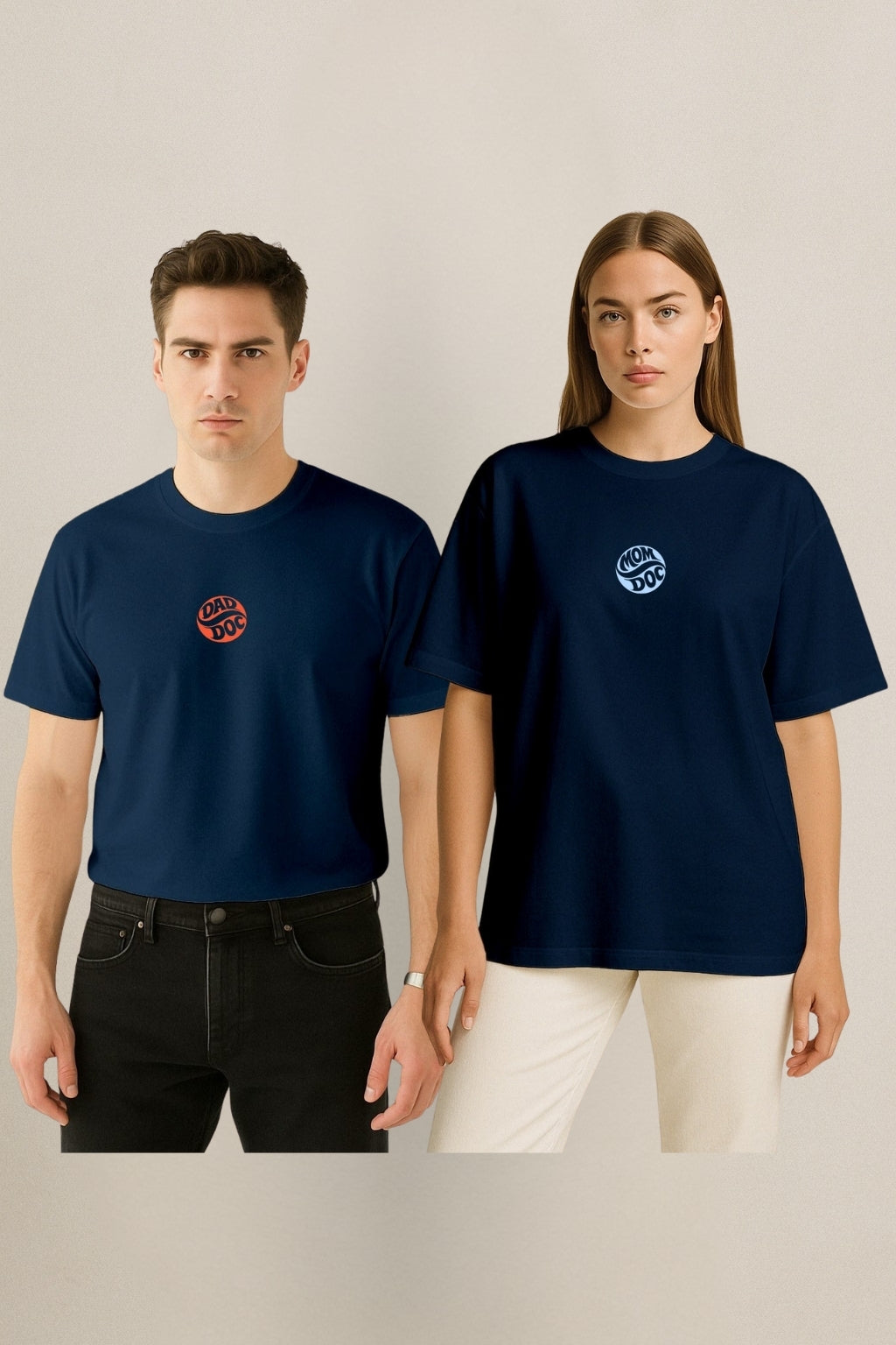 Mom and Dad Doc Nakışlı Regular T-Shirt  | Doktor Anne ve Baba Özel Tasarım