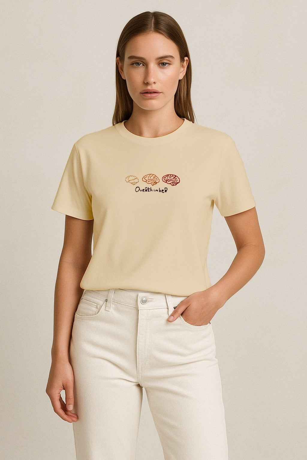 Overthinker – El Nakışlı Özel Üretim T-Shirt W | Doktorlara Özel Tasarım