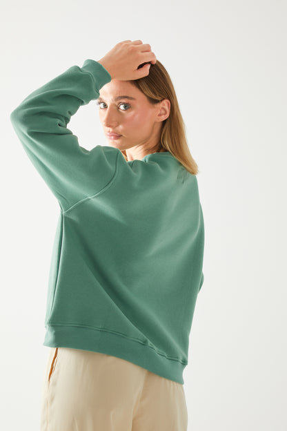 'LIFE STREAM' Nakışlı Oversize Sweatshirt