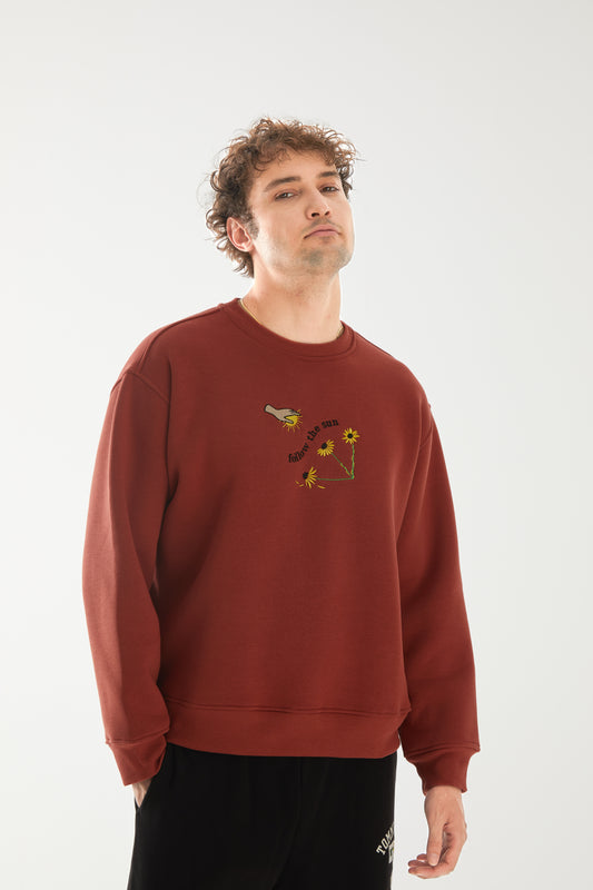 'Follow the sun' Nakışlı Oversize Sweatshirt