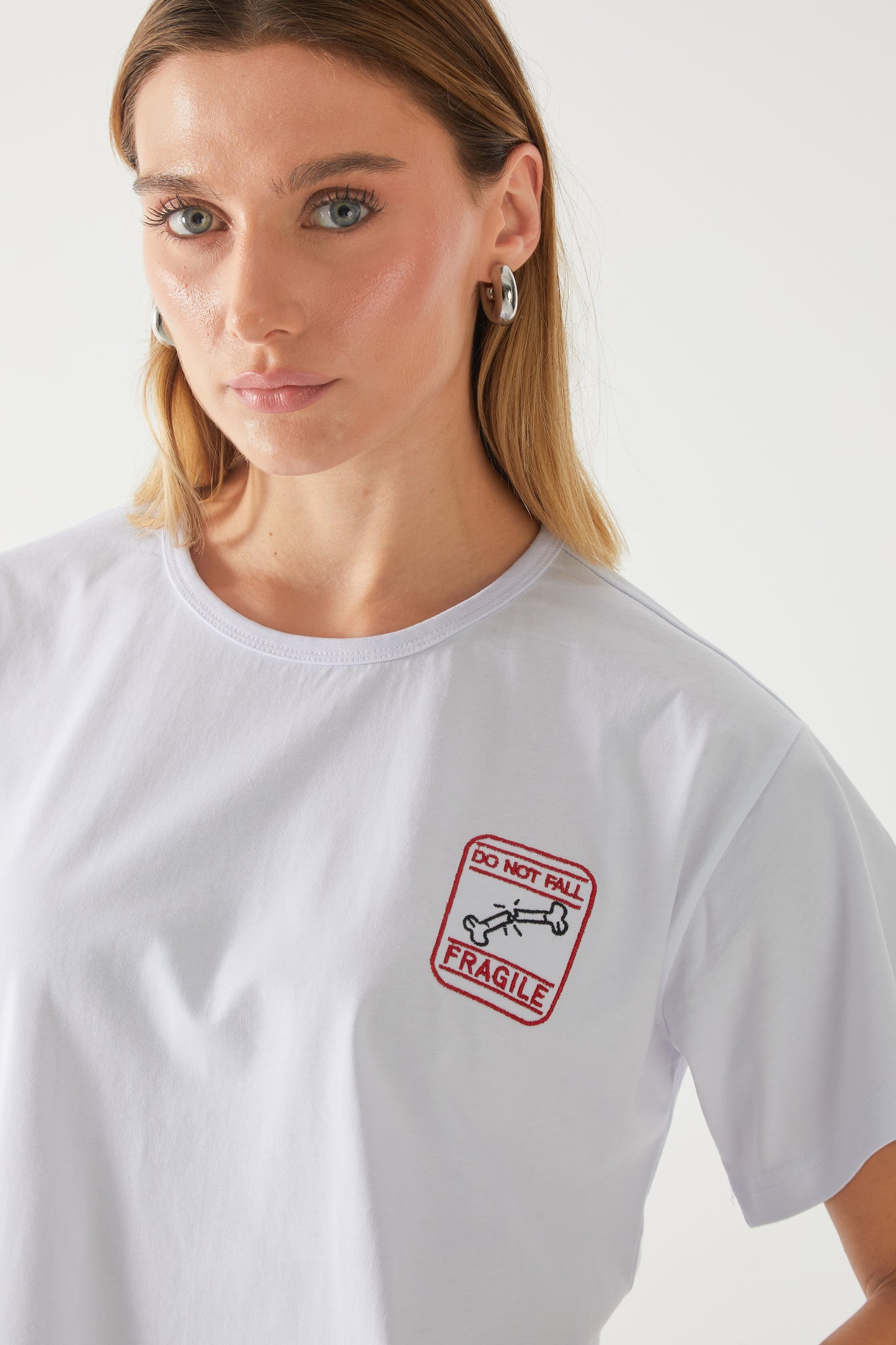 Fragile Nakışlı Oversize T-shirt | Ortopedi