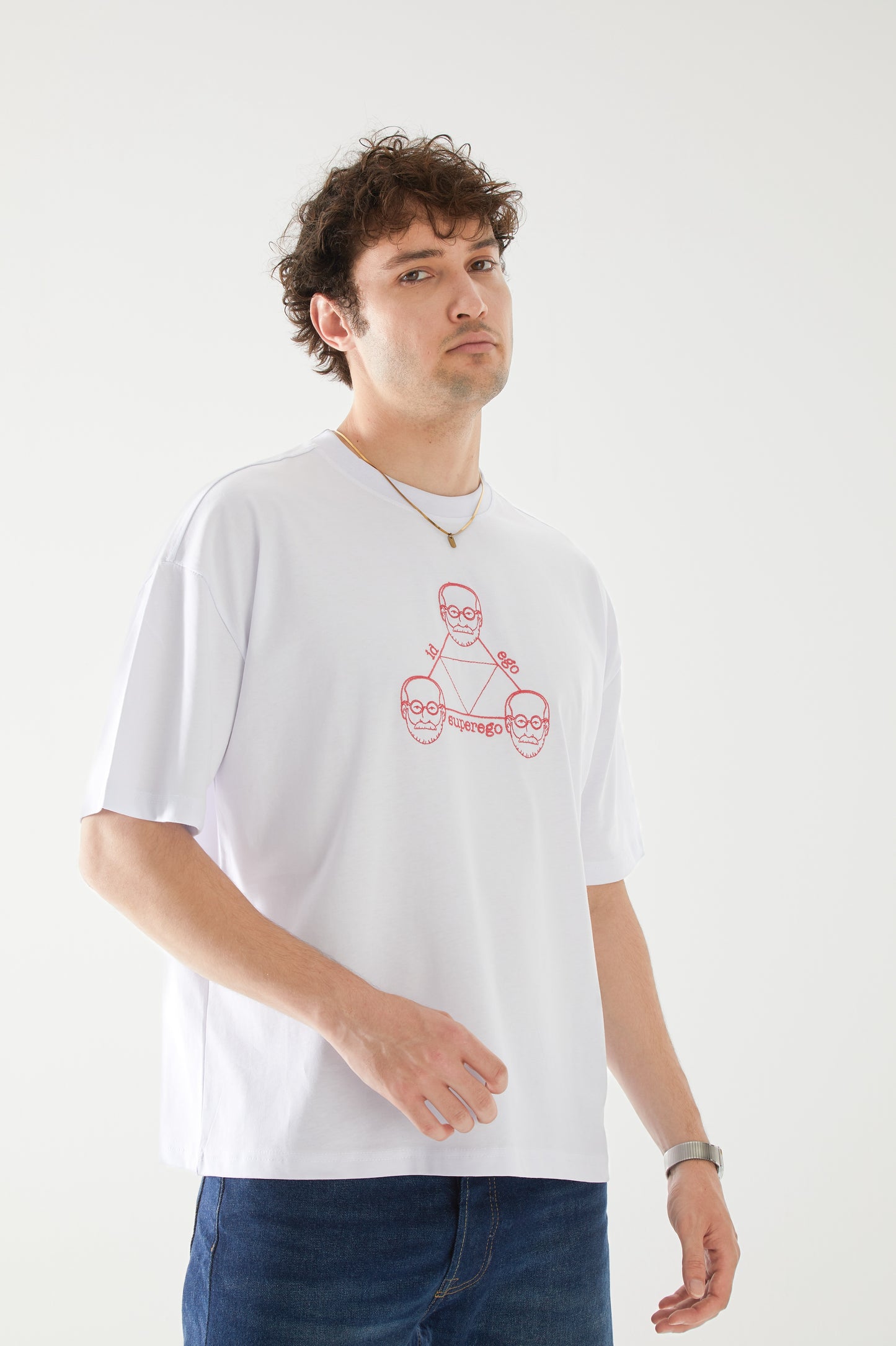 Freud Nakışlı Oversize T-shirt | Psikiyatri