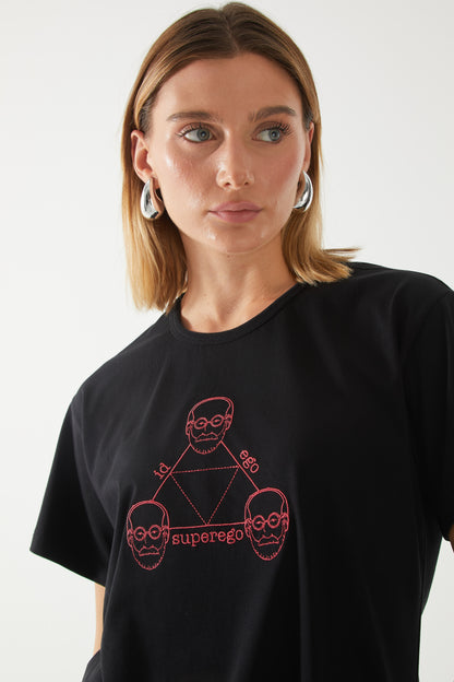 Freud Nakışlı Oversize T-shirt | Psikiyatri