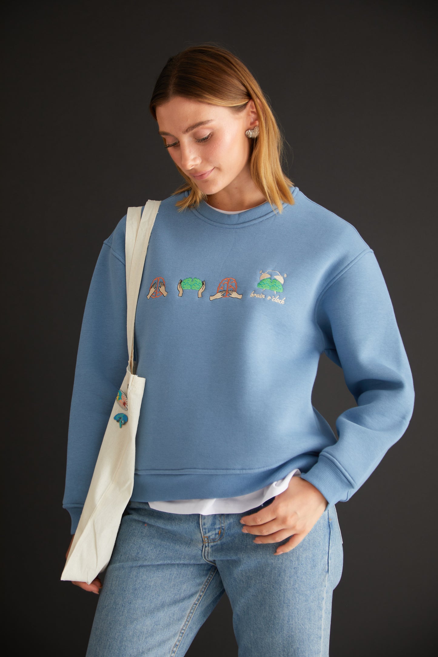 'PRECIOUS' nakışlı oversize sweatshirt