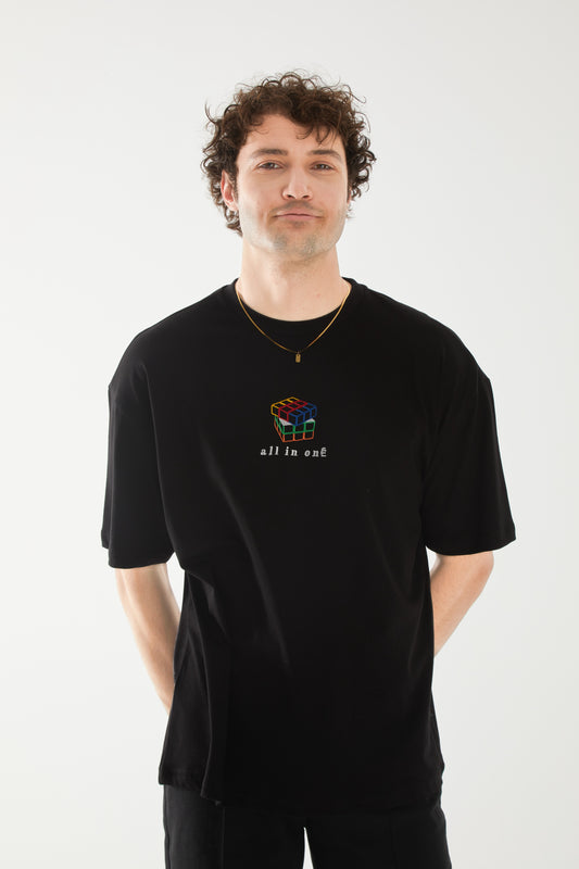 All In One Nakışlı Oversize T-shirt | Dahiliye