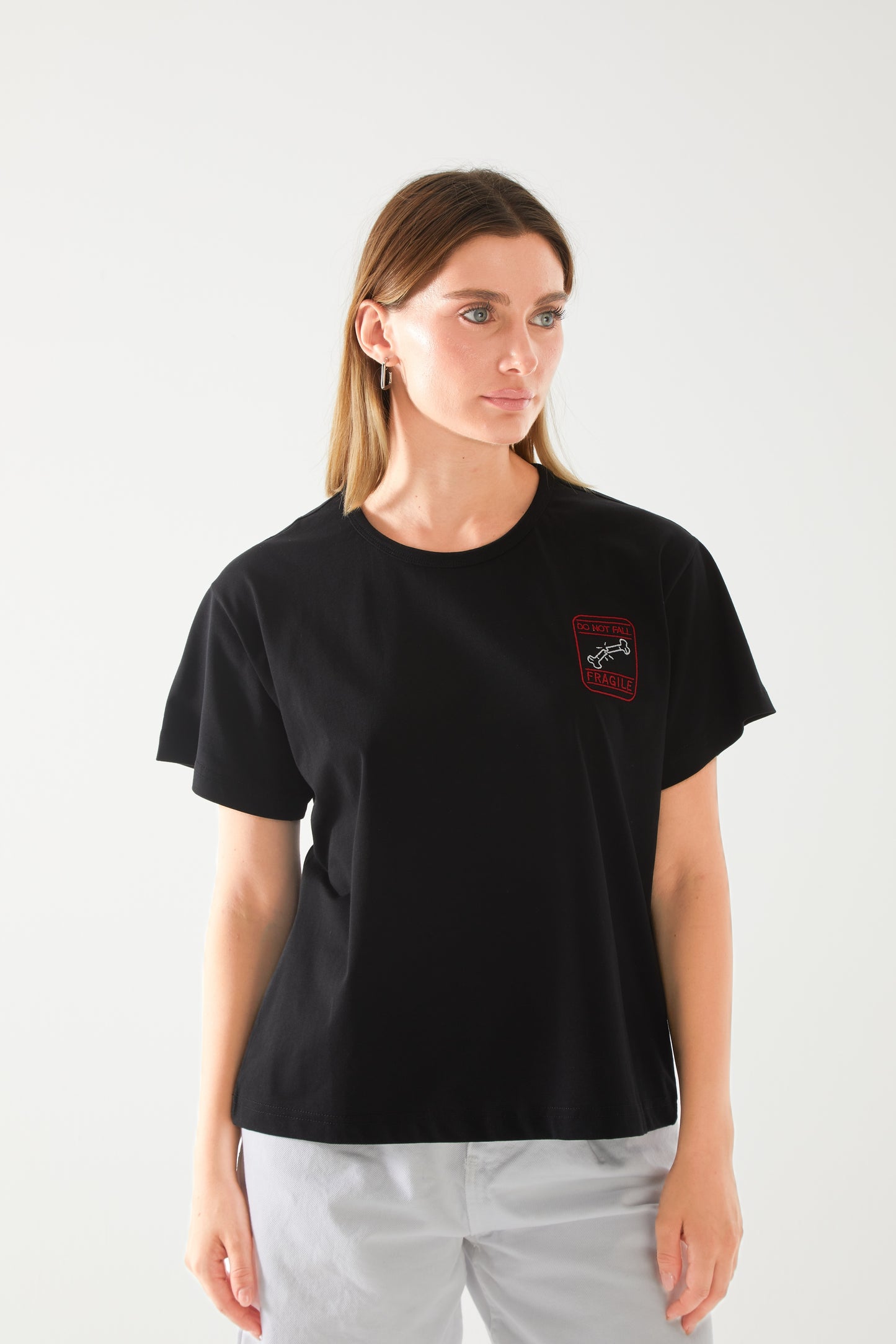 Fragile Nakışlı Oversize T-shirt | Ortopedi