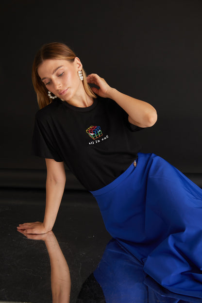 All In One Nakışlı Oversize T-shirt | Dahiliye