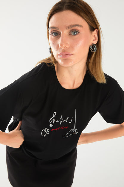 Maestro Nakışlı Oversize T-shirt | Kardiyoloji