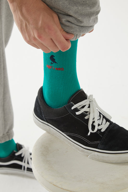 'Night Watch' Unisex Yeşil Nakışlı Çorap