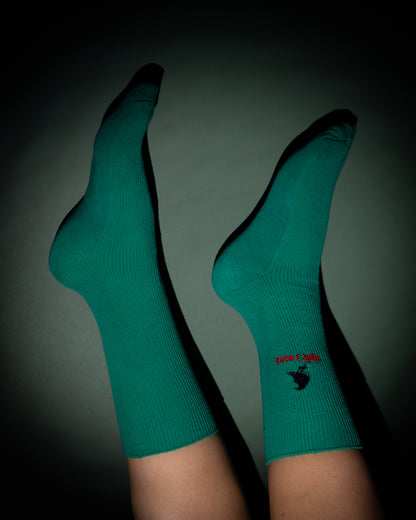 'Night Watch' Unisex Yeşil Nakışlı Çorap